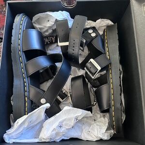 Rick Owens x Dr Matens Gryphon Leather Gladiator Sandals in Black